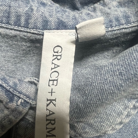 Grace + Karma Heavy Denim Shirt with Raw Hem Size Medium - Picture 4 of 7